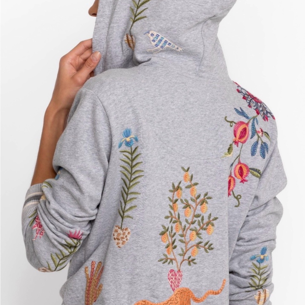 Johnny Was-Adela Heather French Terry Zipup Sweatshirt - Picture 2 of 12